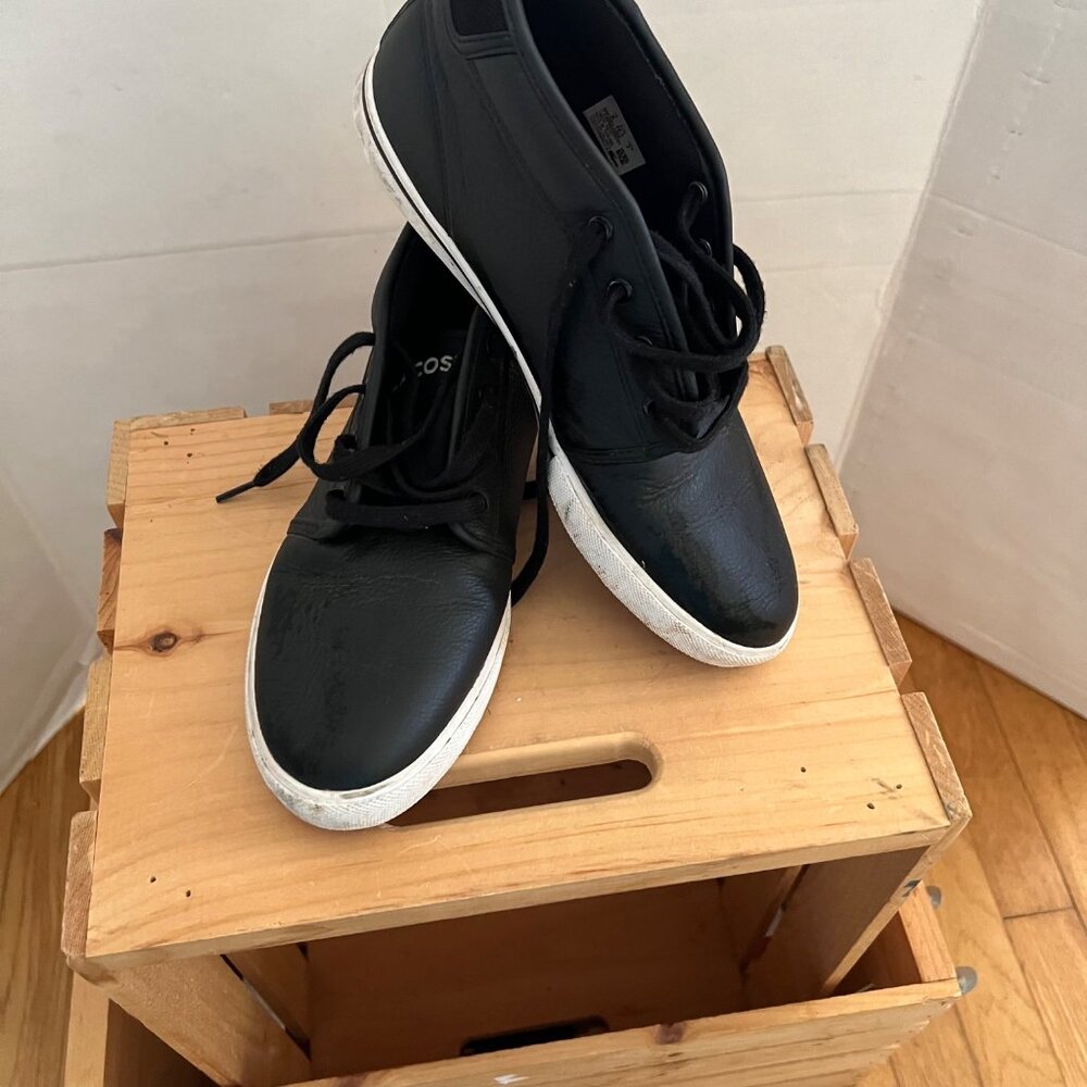 Lacoste Mens Size 7 Black Leather Ampthill LCR3 SPM Mid Lace-Up Sneakers Shoes - Picture 14 of 16